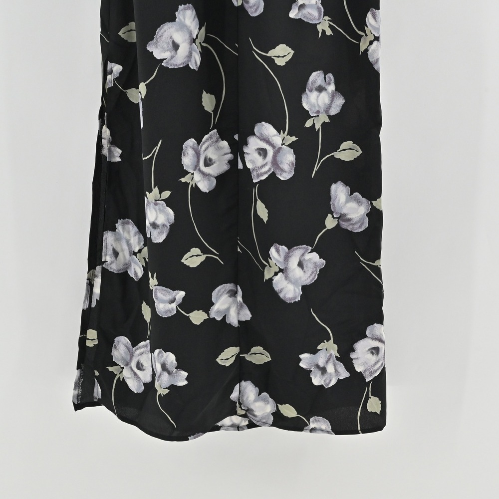 Vtg Y2k Black Floral Maxi Dress Size M‎ Dark Romantic Grunge Sleeveless Tie USA - Picture 13 of 14
